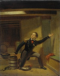 Jan van Speijk steekt de lont in het kruit, 5 februari 1831 (1831 - 1850) by Jacobus Schoemaker Doyer
