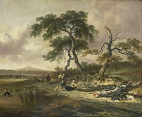 Landscape with a Peddler and Woman Resting (1669) by Jan Wijnants