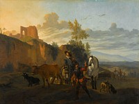 Italian Landscape with Soldiers (1652 - 1700) by Karel du Jardin