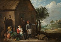 Husbandman at a Cottage Door with a Seated Woman and Child (c. 1650 - c. 1655) by David Teniers II