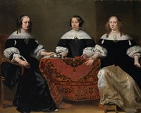 Portrait of the Three Regentesses of the Leprozenhuis, Amsterdam (c. 1668 - c. 1671) by Ferdinand Bol and anonymous