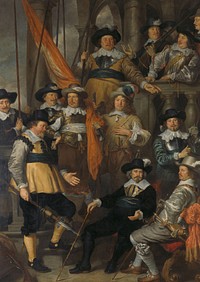 Officers and Other Civic Guardsmen of District XVIII in Amsterdam, under the Command of Captain Albert Dircksz Bas and Lieutenant Lucas Pietersz Conijn (1645) by Govert Flinck