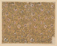 Blad met strooipatroon van ranken met bloemen en vruchten (1700 - 1850) by anonymous
