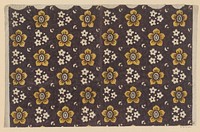 Blad met alternerend strooipatroon van uitgespaarde bloemen (1700 - 1850) by anonymous