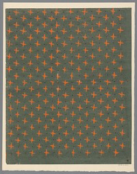Blad met strooipatroon van kruismotief tussen een kruis van golvende stippellijnen (1800 - 1900) by anonymous