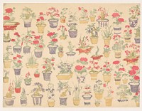 Patroon van potten met verschillende planten (1860 - 1930) by anonymous