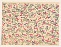 Patroon van bladranken en bloemen van de winde (1860 - 1930) by anonymous