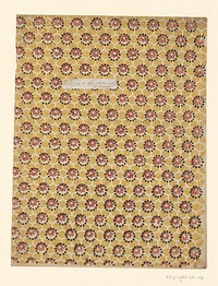 Blad met strooipatroon van bloemmotief in uitgespaard lijnenraster (1750 - 1900) by anonymous