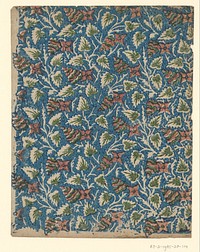 Blad met strooipatroon van uitgespaarde takken en bloemen (1750 - 1900) by anonymous