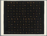 Blad met alternerend strooipatroon van uit stippen opgebouwde vierkanten en dubbele diagonale streepjes (1850 - 1950) by anonymous