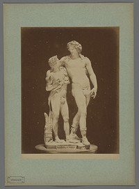 Sculptuur van Bacchus en Ampelos in de Galleria degli Uffizi te Florence, Italië (1857 - 1900) by Fratelli Alinari, Fratelli Alinari and anonymous