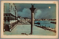 Gezicht op het San Marcoplein met de Colonne di San Marco en de hoek van het Dogepaleis in Venetië (c. 1870 - c. 1890) by anonymous