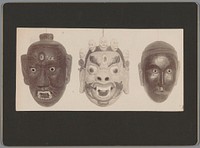 Drie Tibetaanse maskers (1897 - 1910) by anonymous and anonymous