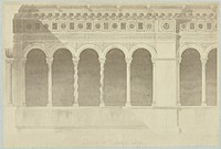 Fotoreproductie van een tekening van zuilen in de kloostergang van Sint-Jan van Lateranen (1860 - 1880) by Jean Pierre Emanuel Lampué and René Joseph Garrez
