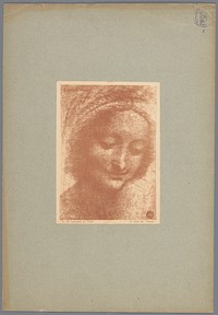 Fotoreproductie van een schets door Leonardo da Vinci, voorstellende het hoofd van de heilige Anna (c. 1875 - c. 1900) by Carlo Naya and Leonardo da Vinci