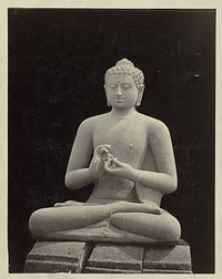 Beeld van Boeddha in dharmacakramudra afkomstig uit een van de stupa's van de Borobudur. (1873) by Isidore Kinsbergen