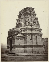 Candi Bhima, general view including its superstructure with sculpted heads and entrance. Dieng plateau, Wonosobo district, Central Java province, 9th century (1864) by Isidore Kinsbergen