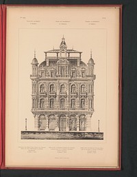 Reproductie van een ontwerp van een vooraanzicht van het woonhuis van Knuyt de Vosmaer in Brussel, door Joseph Naert (c. 1888 - in or before 1893) by Römmler and Jonas and Joseph Naert