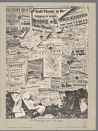 Collage van aanplakbiljetten van het Meininger Theater (c. 1885 - in or before 1890) by F A Dahlström