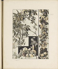 Festoen van vruchten en een stilleven van vruchten en een vaas met anjers (c. 1887 - in or before 1897) by anonymous and Gerlach and Schenk