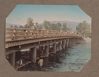 Theehuis onder een brug over een rivier, Japan (c. 1890 - in or before 1903) by anonymous