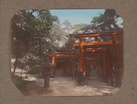 Twee Torii-galerijen van het Fushimi Inari-taisha tempelcomplex in Kyoto, Japan (c. 1890 - in or before 1903) by Kusakabe Kimbei