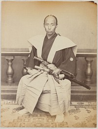 Portret van een samoerai (c. 1865 - c. 1870) by Ueno Hikoma