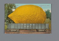 Een reusachtige citroen in een treinwagon (1910) by Edward Henri Mitchell