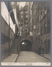 Tunnelgatan met de ingang van de Brunkebergstunnel in Stockholm (1894 - 1910) by anonymous and Neue Photographische Gesellschaft