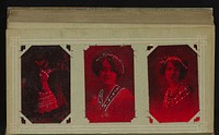 Drie portretten van vrouwen, waarvan één met een man (1900 - 1930) by anonymous
