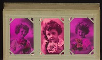 Drie portretten van een meisje met bloemen (1900 - 1930)