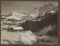 Gezicht op de besneeuwde bergen bij Adelboden (c. 1880 - c. 1900) by Nikles
