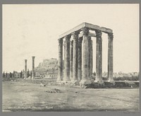 Gezicht op de Tempel van de Olympische Zeus in Athene met op de achtergrond de Akropolis (c. 1895 - in or before 1905) by Aristotelis Rhomaides