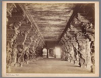 Hall of thousand pillars in the Meenakshi temple at Madurai, Tamil Nadu, India (1878) by Nicholas and Co