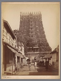 View of the gopuram of the Meenakshi temple in Madurai, Tamil Nadu, India (1865 - 1890) by anonymous