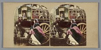 Vrouw moet haar hoepelrok uitdoen om de tram te betreden (1852 - 1863) by anonymous