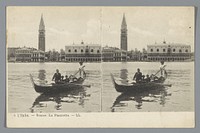 Venetië, een gondel voor het Dogepaleis en de San Marco-basiliek (1898 - 1920) by anonymous, anonymous and Lévy Fils et Cie