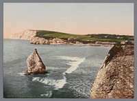 Gezicht op Freshwater op het Isle of Wight, links de Stag Rock (1889 - c. 1920) by anonymous, Photochrom Zürich and Photochrom Zürich
