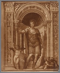 Fotoreproductie van het fresco van San Vittorio door Giovanni Antonio Bazzi in het Palazzo Pubblico te Siena (1880 - 1920) by Giacomo Brogi, Il Sodoma and Edizione Brogi