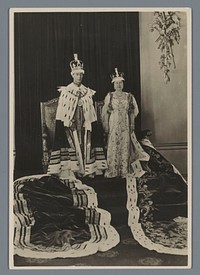 Dubbelportret van koning George VI van het Verenigd Koninkrijk en koningin Elizabeth bij hun kroning (in or after 1937) by anonymous