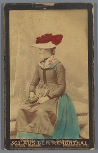 Portret van een onbekende vrouw in klederdracht uit het Renchdal, Duitsland (1854 - 1885) by C Clare