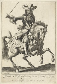 Ruiterportret van Karel V Leopold, hertog van Lotharingen (1675 - 1690) by Pieter Stevens vermeld in 1689, Nicolaes Visscher I, Nicolaes Visscher II and Staten Generaal
