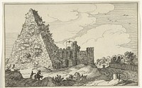 Piramide van Gaius Cestius (1618) by anonymous, Willem van Nieulandt II and Claes Jansz Visscher II
