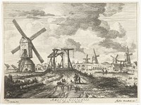 Gezicht op de Hogesluis vanaf de Utrechtse zijde (1655 - 1690) by Abraham Bloteling, Jacob Isaacksz van Ruisdael and Justus Danckerts