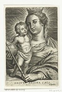Gekroonde Maria met Kind met globe en scepter (1596 - 1678) by Schelte Adamsz Bolswert, Peter Paul Rubens and Cornelis Galle II