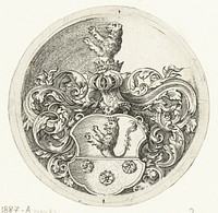 Wapenschild met een leeuw en drie rozen (1597 - 1656) by anonymous, Michiel le Blon and anonymous
