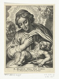 Maria met Kind en cherubijnen (c. 1596 - c. 1659) by Schelte Adamsz Bolswert, Peter Paul Rubens and Schelte Adamsz Bolswert