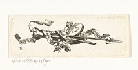 Vignet met brandende fakkel, pijl, hart en band met opschrift non erubecsendis adurit ignitus (1766 - 1831) by Willem Bilderdijk
