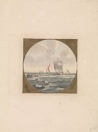 Sloep en zeilschepen op zee (1688 - 1698) by anonymous and Johan Teyler