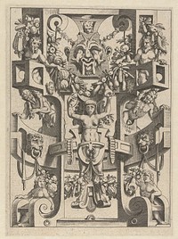 Rolwerk waarin een vrouw gevangen zit (1546) by anonymous and Cornelis Bos